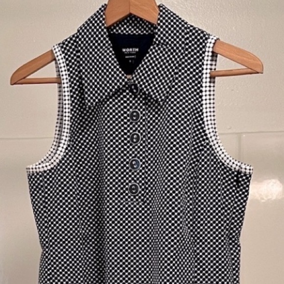 WORTH Women’s Navy Blue / White Polkadot Sleeveless Sheath Dress Size 8 - Picture 3 of 6